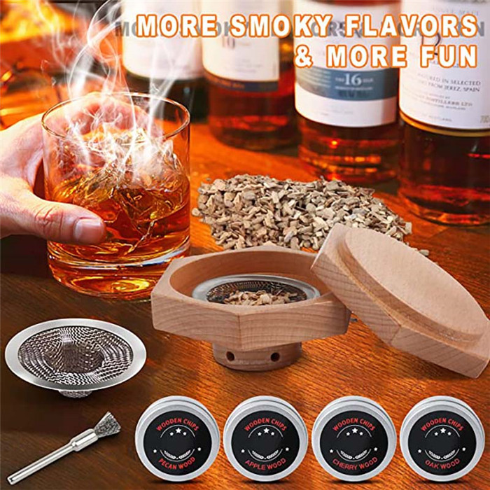 4 Kinds of Wood Chips for Whiskey Bourbon Old Fashioned Drink Smoker Infuser Kit7.jpg